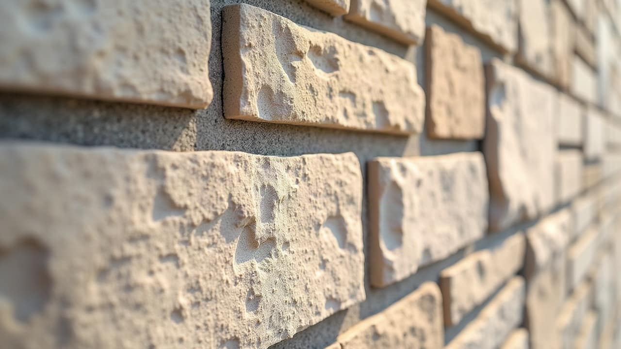Appareillage de pierre calcaire beige clair aux joints fins, texture mate et grain serré caractéristique d'un mur ancien picard