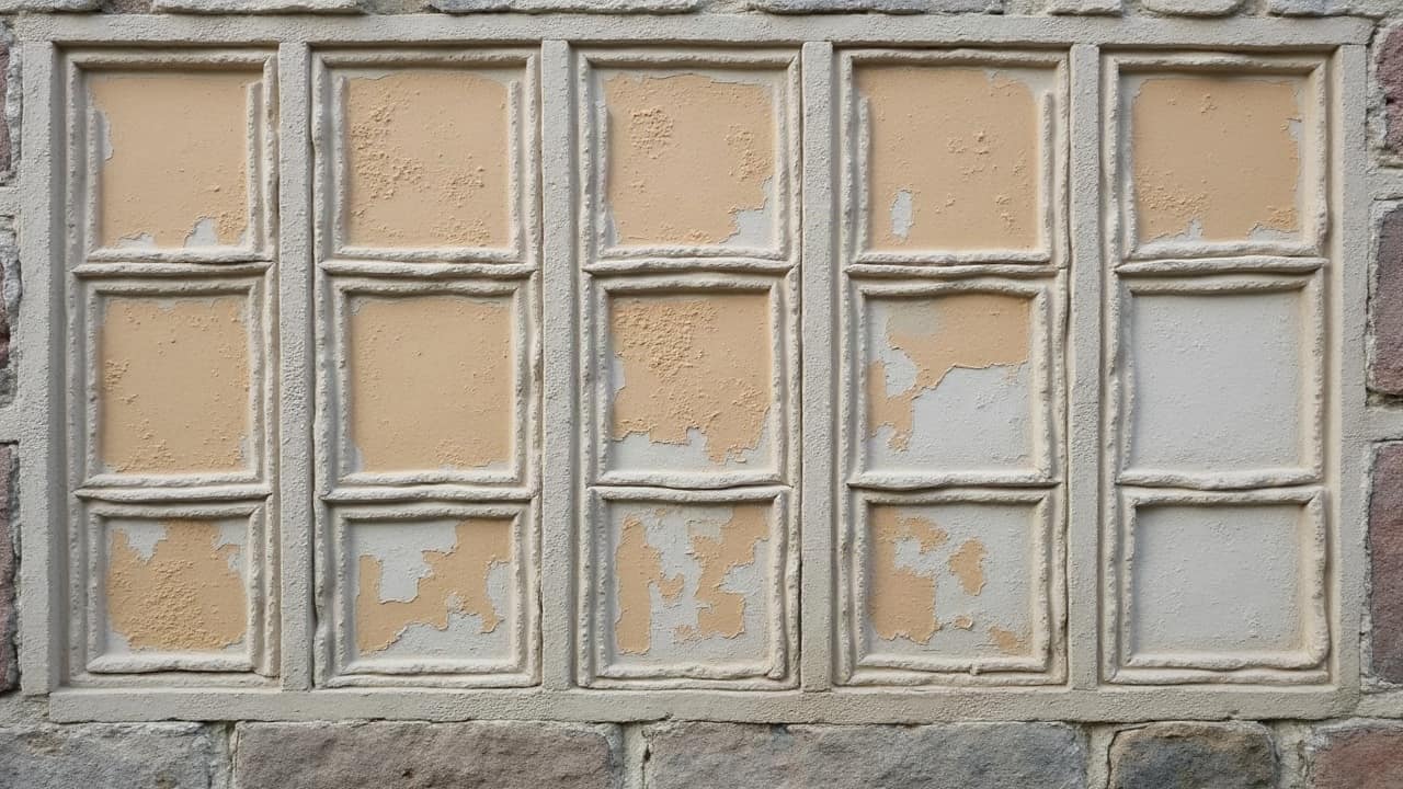 Mur en pierre calcaire volontairement laissé nu, appareillage irrégulier visible sans aucun enduit de recouvrement