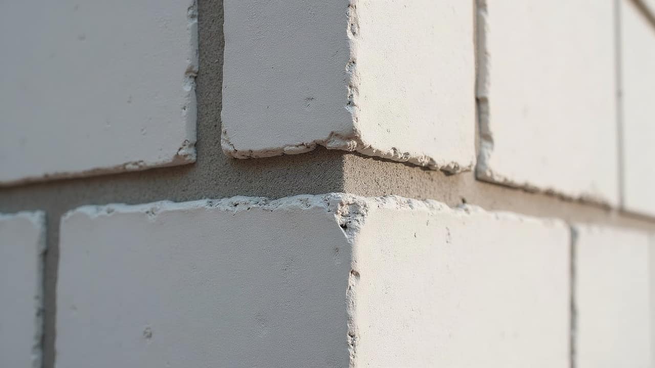 Détail d'un mur d'angle avec une jonction propre entre deux pans de façade fraîchement enduits