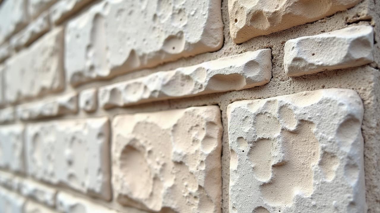 Surface d'enduit clair et taloché, texture régulière en gros plan