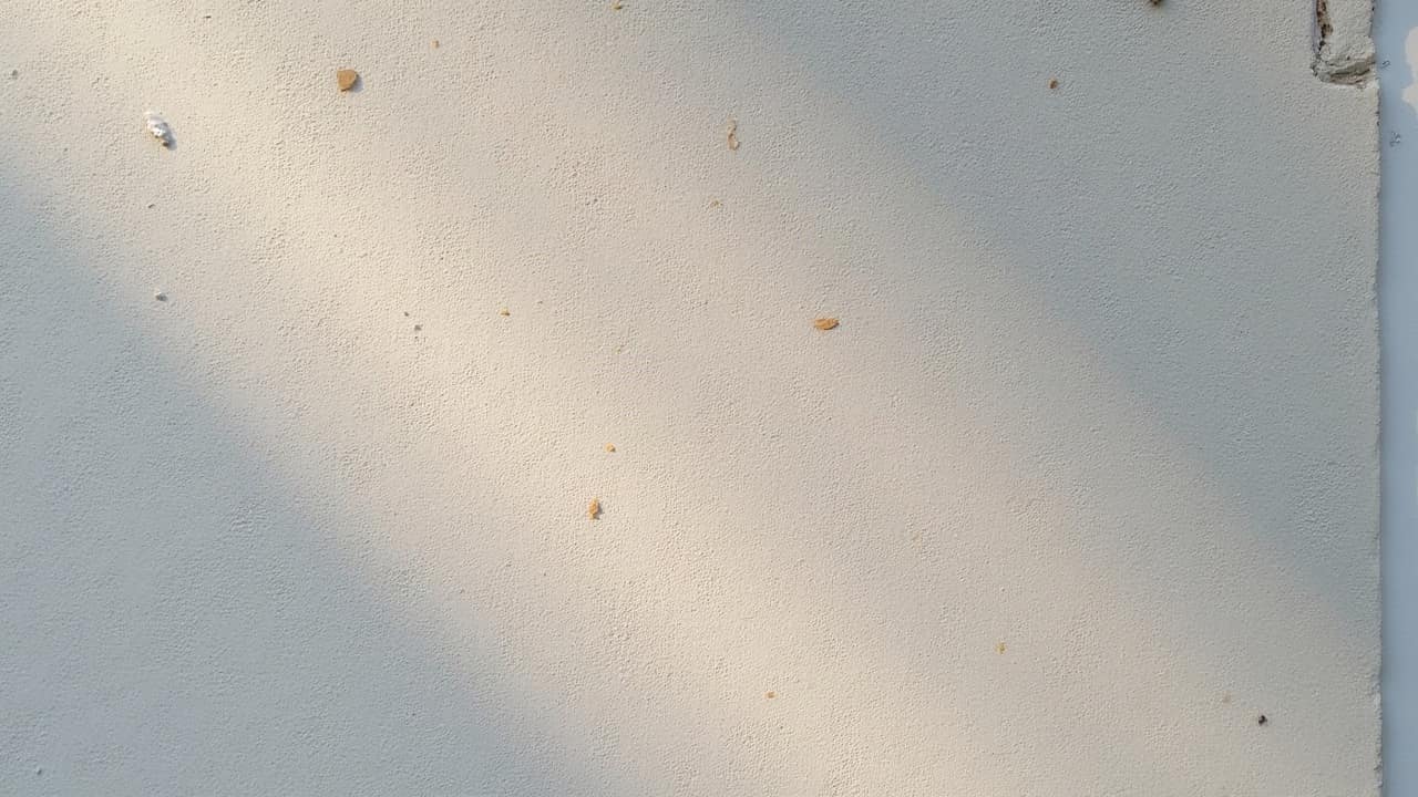 Détail rapproché d'une surface d'enduit gratté, relief irrégulier créant de petites zones d'ombre