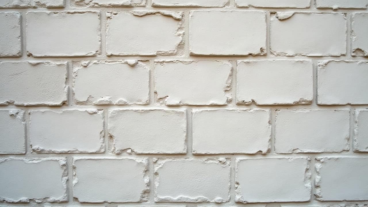 Surface d'enduit gris clair marquée de fines traces verdâtres diffuses en partie ombragée