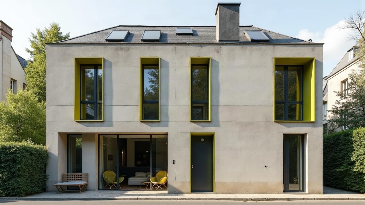 Façade partiellement nettoyée, zone dégagée de mousse contrastant nettement avec une zone encore verte à côté