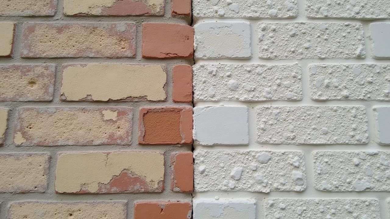Comparaison entre une zone de joints encore fermes en partie haute d'un mur et une zone creusée en partie basse