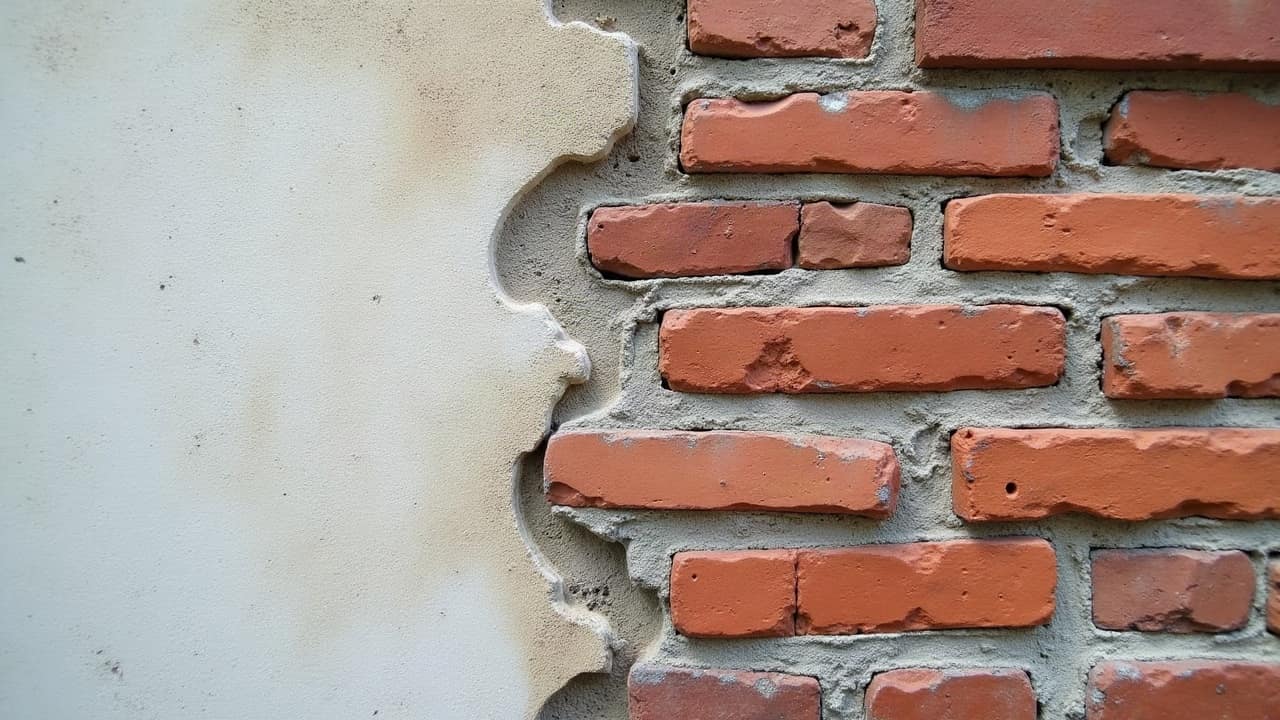 Section de mur en brique apparente après nettoyage, joints repris récemment et briques anciennes conservées telles quelles